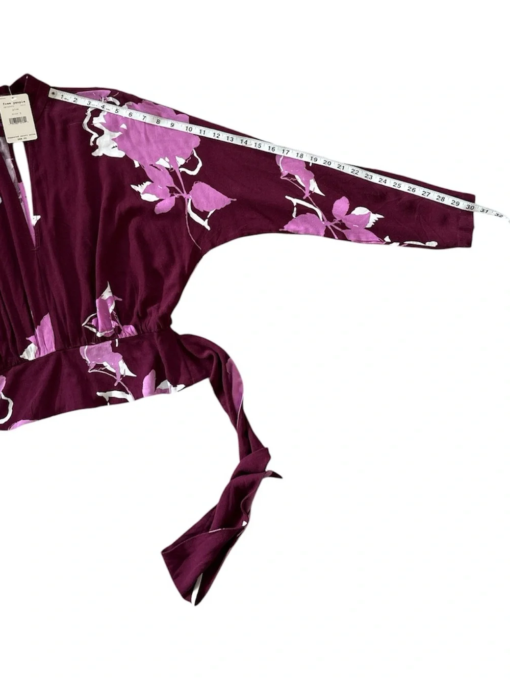 Free People Women’s Say You Love Me Plum Floral Tie-Front Top Small